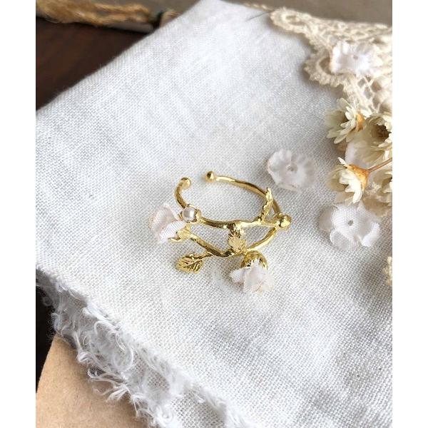 イヤーカフ 花とつぼみのイヤーカフ＊真鍮 レディース