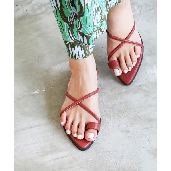 サンダル ポインテッドクロスストラップサンダル レディース