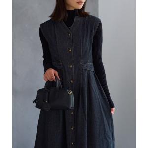 ワンピース ウエストリボンデニムワンピース