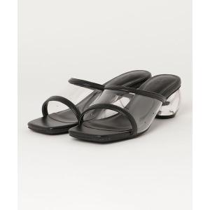 サンダル スクエアトゥークリアヒールミュール レディース