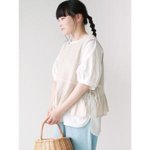 ベスト 脇リボンレース貼りベスト