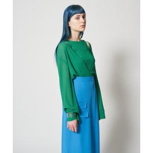 tシャツ Tシャツ シアーリブVネックレイヤードトップス