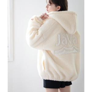 ジャケット ブルゾン 「JaVa ジャバコラボ」もこもこ。JaVaワッペン付きボリュームボアブルゾン レディース