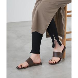 レギンス サイドファスナー付きコットンリブレギンス