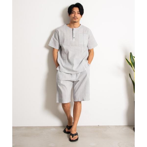 浴衣 「オーガニックコットン」しじら織り メンズ 甚平 浴衣「K」 メンズ