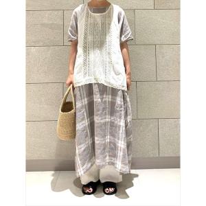 ワンピース リネン後ろ編み上げワンピース