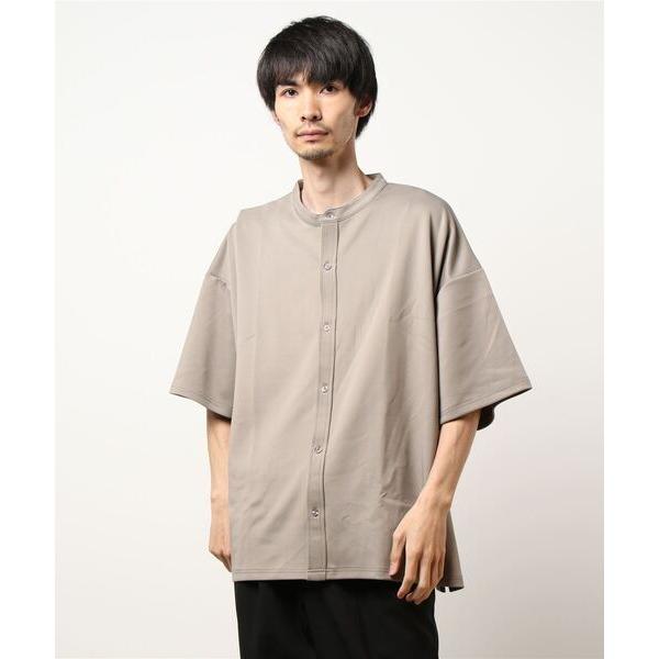 シャツ /Bling leads/ビッグシルエット5分袖バンドカラーシャツ メンズ レディース