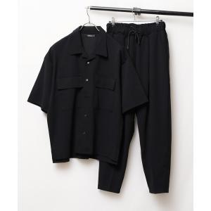 セットアップ 「Bling leads」セットアップ商品＊梨地オープンカラーシャツ＆イージーテーパードパンツ メンズ レディース