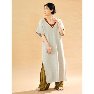 ワンピース ロング丈 半袖 ゆったり 麻混 無地 カフタンワンピース ナチュラル レイヤード 春夏 体型カバー レディース E2756 神戸レタスkobelettuce 通販 Paypayモール