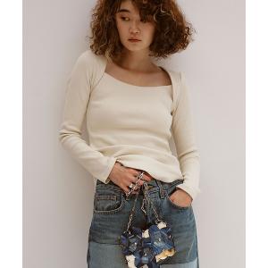 tシャツ Tシャツ スクエアネックリブカットソー【オンラインストア限定商品】