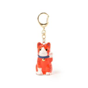 キーホルダー 中外陶園 × BEAMS JAPAN / 別注 橙 まねき猫 キーホルダー｜zozo