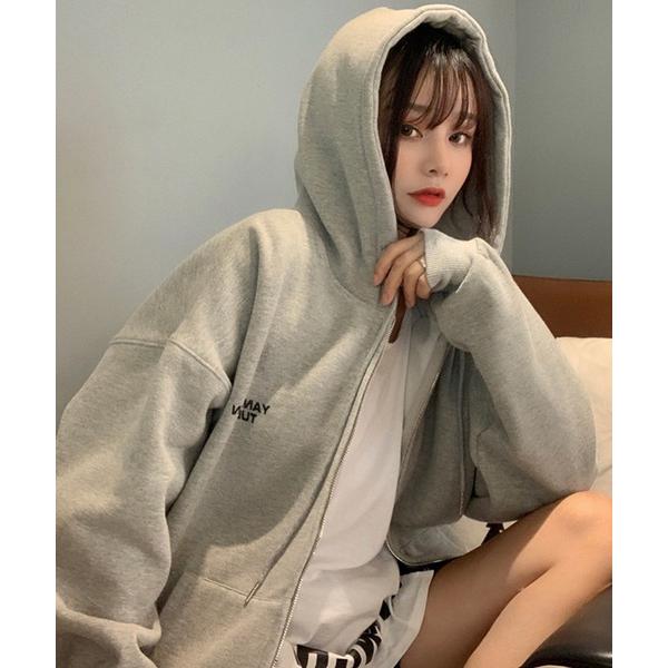 パーカー オーバーシルエット シンプルパーカー ジップパーカ スウェット トレーナー レディース メ...