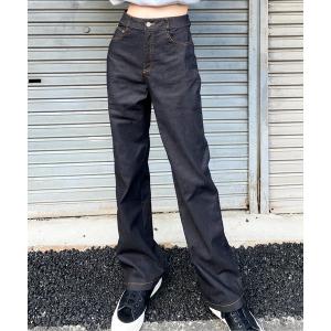 パンツ デニム ジーンズ ハイウエストストレッチデニムセミワイドパンツ レディース