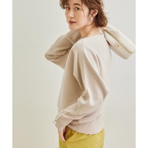 ニット セーター 「新色追加」マシュマロニット袖パールドルマントップス レディース