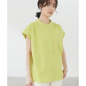 ブラウス シャツ ベルギーリネンブレンド ノースリブラウス＊ レディース