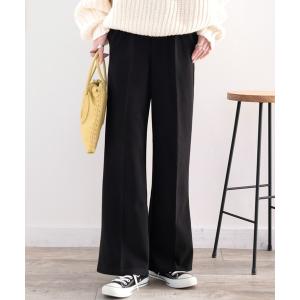 スラックス パンツ 美脚叶う。ストレッチ起毛センタープレスパンツ レディース