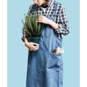 エプロン 古着屋さんで見つけたようなオーバーオール風バッククロスエプロン