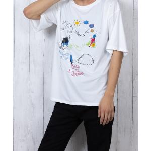 tシャツ Tシャツ メンズ 落書き風イラスト ビックシルエットTシャツ