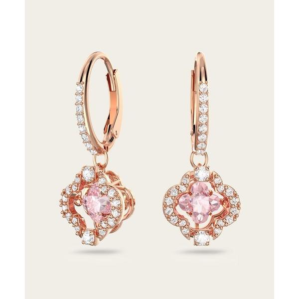 ピアス 「公式」「スワロフスキー」Una ドロップピアス， クローバー， ピンク， ローズゴールドト...