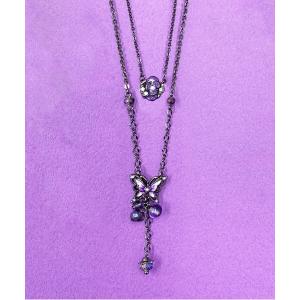 ネックレス 蝶 バラモチーフ　2点セットネックレス レディース