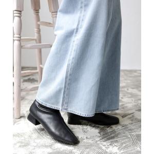 レディース レインシューズ 生活防水。レイン仕様スクエアトゥローヒールショートレインブーツ　/ｒ