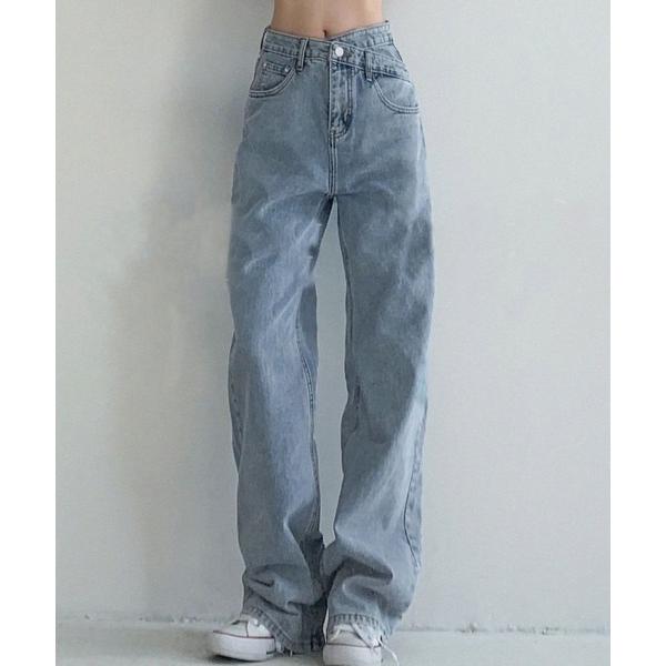 ジーンズ デニム デニムパンツ 「大きいサイズ有」レイヤード風 マニッシュ ストレート デニムパンツ...