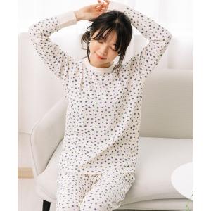 パジャマ ルームウェア フルーツ柄ワッフル長袖上下セット レディース