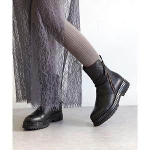 ブーツ BUENO （ブエノ） / 本革 サイドジップ ドレープブーツ T3800 厚底アンクルブーツ トラックソールブーツ レディース