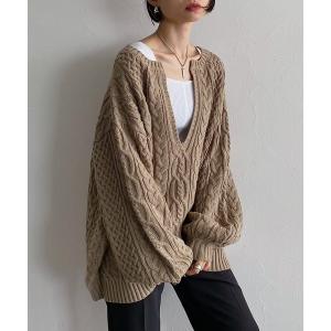 ニット 「手洗い可能」WEB限定アイテム / ケーブルＶネックプルオーバー レディース