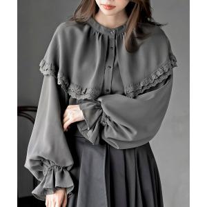 ブラウス シャツ ケープ衿キャンディー袖ブラウス レディース