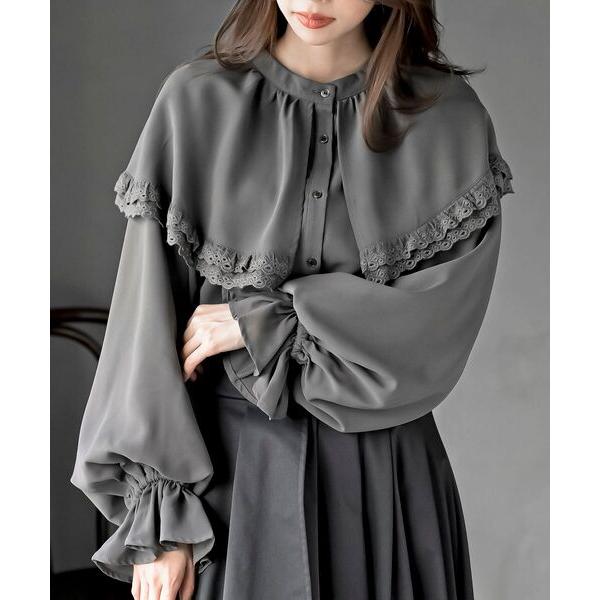 ブラウス シャツ ケープ衿キャンディー袖ブラウス レディース