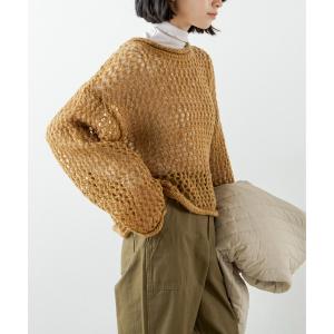 ニット 起毛メッシュ編みショートニット