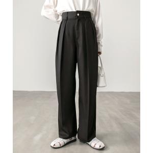 ワイドパンツ スラックス パンツ 2タック センタープレス カラースラックス レディース