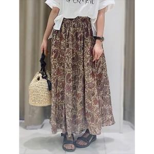 スカート ペイズリー柄プリントフレアスカート