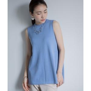 ニット サイドタックバックフレアノースリーブニット