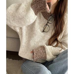 ニット 冬の”きゅん”映え。ミックス糸バイカラーオーバーサイズニット