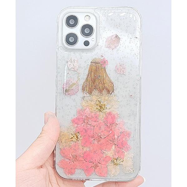 スマホケース iPhoneケース 押し花×ドレスデザイン