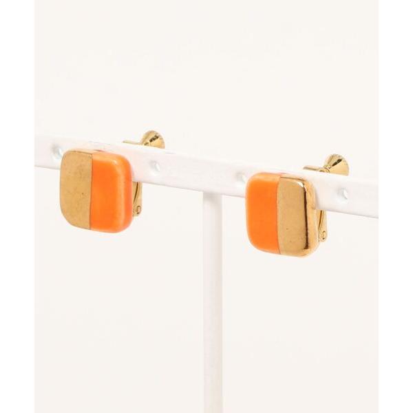 イヤリング 「irodori」スクエア金彩イヤリング（オレンジ） レディース