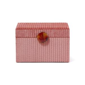 収納 ストライプベロア ジュエリーボックス S ピンク