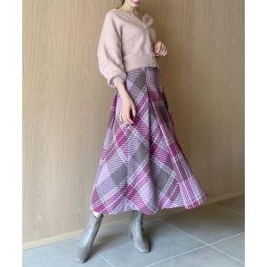 スカート ロービングチェックフレアスカート