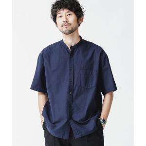 シャツ リラックスフィットバンドカラーシャツ　半袖 メンズ