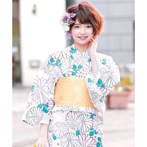 utatane 浴衣 浴衣3点セット 綿麻 涼しげ上品糸菊 レディース