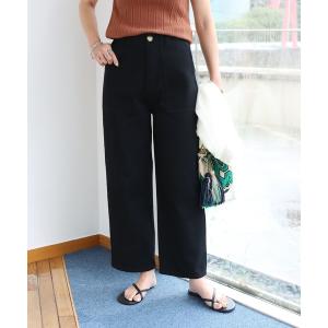 パンツ コットンハイウエストベイカーワイドパンツ レディース