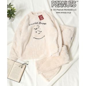 ルームウェア パジャマ PEANUTS スヌーピー ボアトップス＆イージーパンツ/セットアップ/2点セット