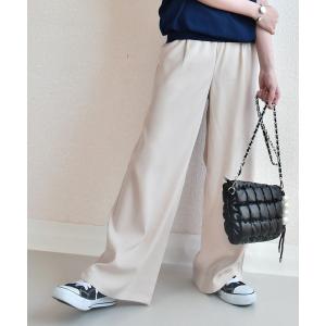 スラックス パンツ タック入りワイドパンツ レディース