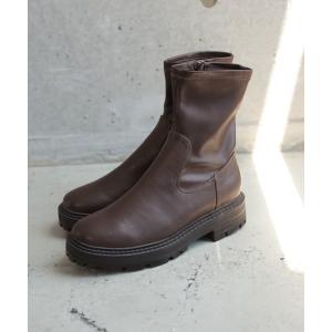 ブーツ 厚底ストレッチショートブーツ レディース