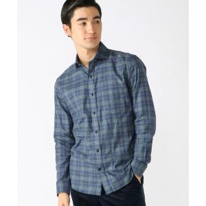 シャツ ブラウス 微起毛フランネルチェックカッタウェイカラーシャツ