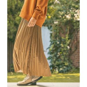 レディース スカート サテンプリーツスカート