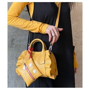 トートバッグ 「RIPANI/リパーニ」牛革シボ加工サイドフリルマイクロミニトート バッグ(小) レディース