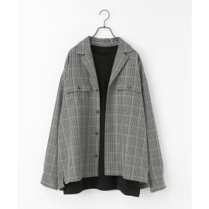 シャツ ブラウス TRフラップ/オープンカラーチェックシャツ